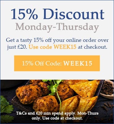 15% off delivery orders, Mon-Thurs.