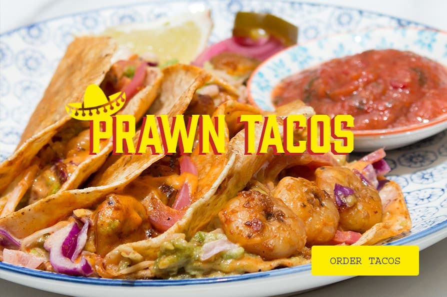 Delicious prawn tacos, order now!