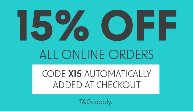 15% off online orders, automatically added at checkout!