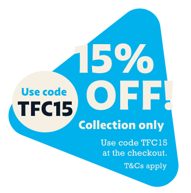Get 15% off collection order with the code: TFC15.