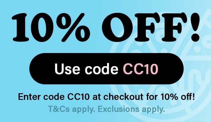 Get 10% off with the code: CC10. Use code at checkout.