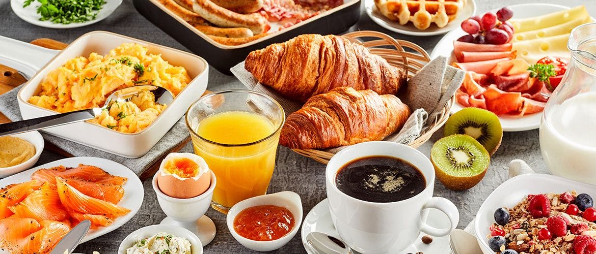 A variety of breakfast dishes served at Breakfast N Brunch
