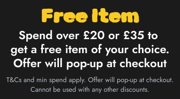 Choose your free item at checkout when you spend over £20 or £35