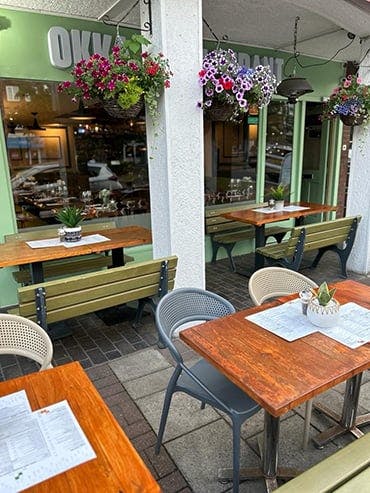 Tables outside Okka Restaurant