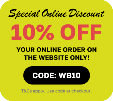 Get 10% off your online order when you use the code WB10 at the checkout.