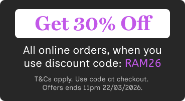 Save 30% when you order online with code RAM26