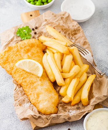 Perfect fish and chips served at our takeaway in Swindon