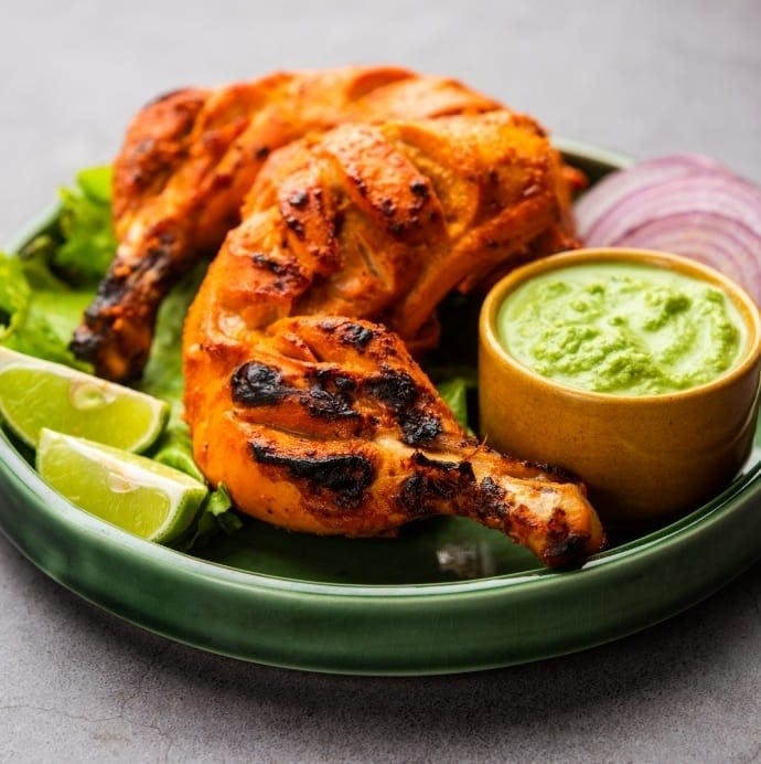 Grilled chicken served with salad
