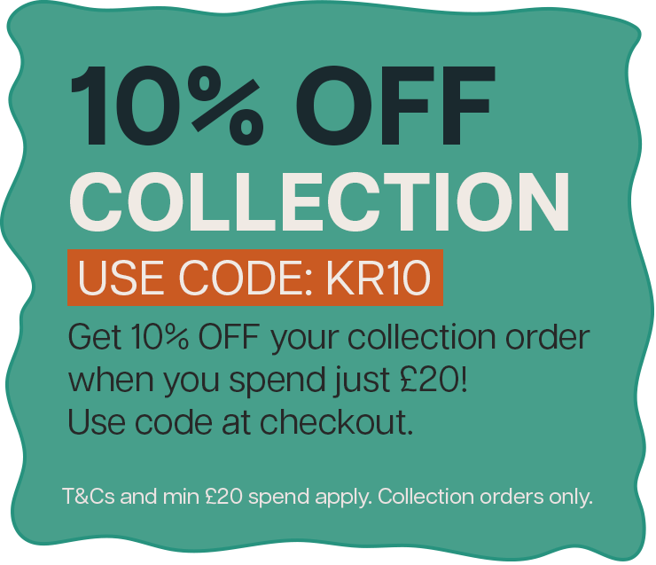 10% OFF your collection order over £20 with the code: KR10.