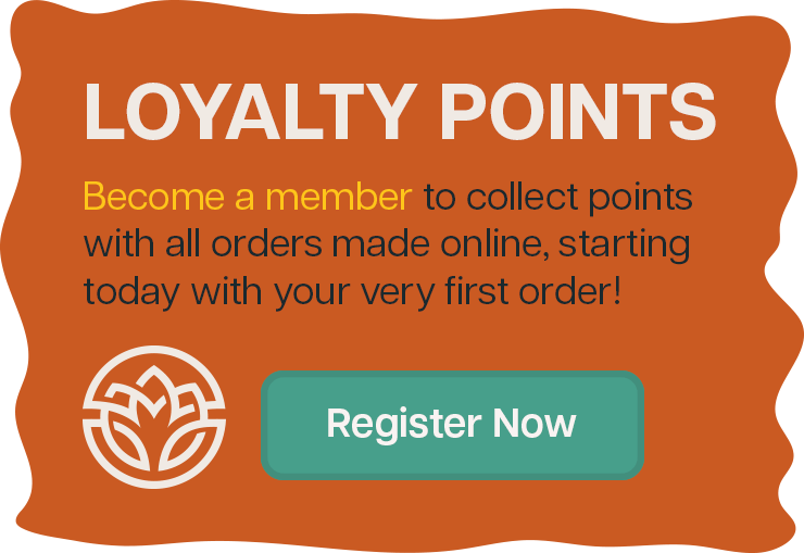 Become a member to collect points with all orders made online, starting today with your very first order! 