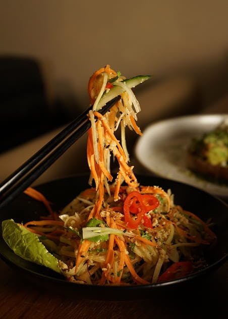 Fresh salad and noodles at Oak Ca Phe (Birmingham)