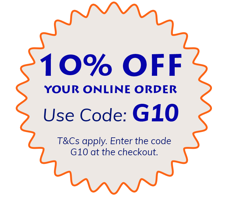 Save 10% on your online order with the code G10.