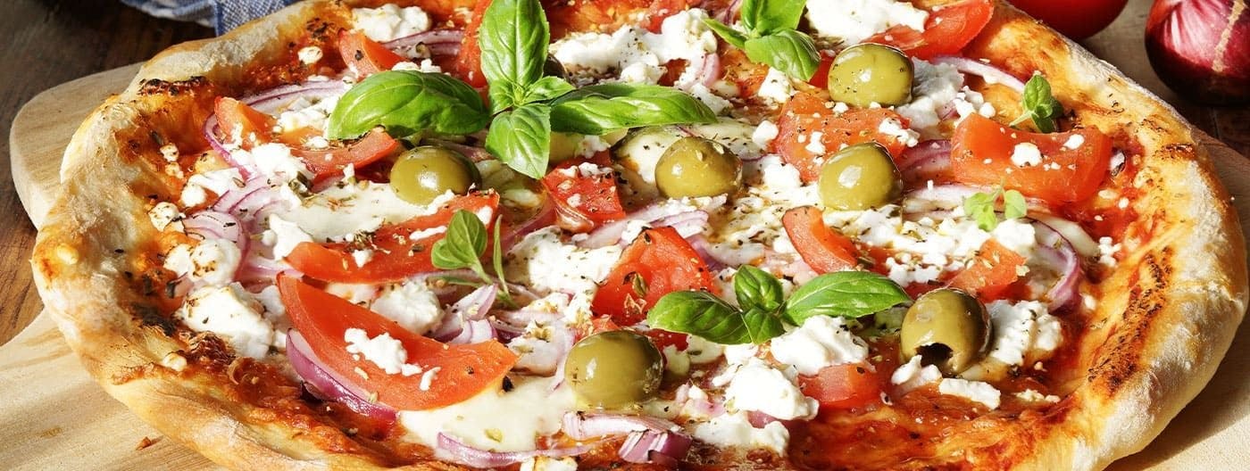 Delicious pizza from Greek Souvlaki.