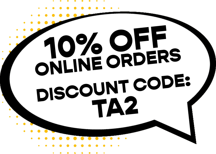 Get 10% off your online order when using the discount code TA2 at checkout! T&Cs apply.