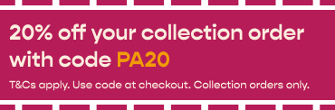 Get 20% off your online order with the code PA20! Collection orders only.