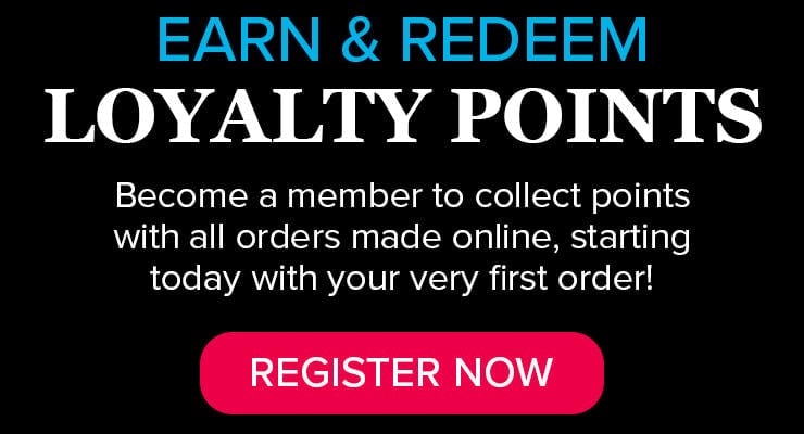 Earn loyalty points with every online order when registered