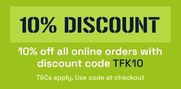 10% off all orders! Use code TFK10 at the checkout