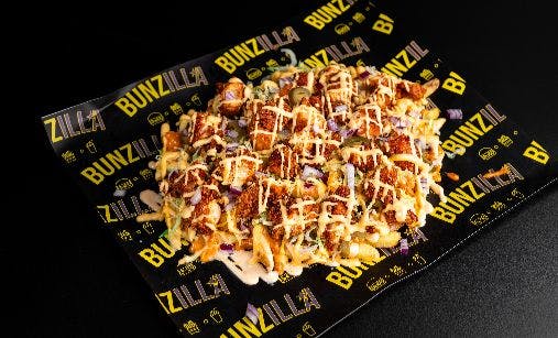 Fries topped with Nashville chicken tenders at Bunzilla (Chorlton-cum-Hardy)