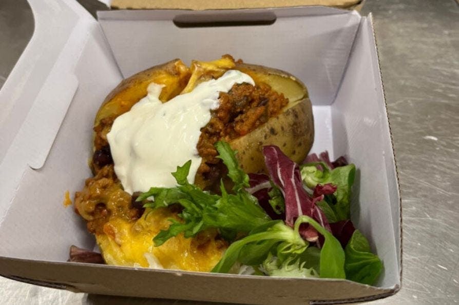 Classic jacket potato with cheese and chilli con carne from Spudway (Swindon)