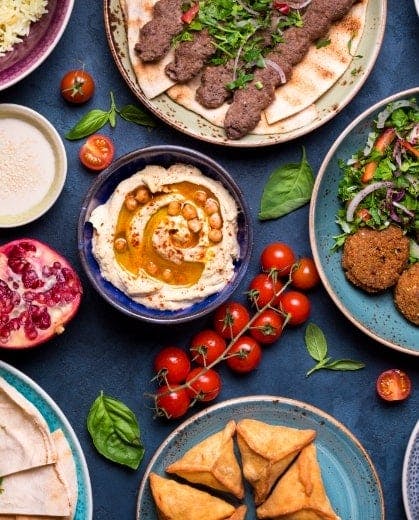 A selection of traditional Syrian food prepared by the chefs at Damascus (Calne)