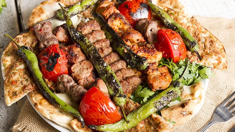 A fresh kebab with vegetables from the chefs at Sulaymani Restaurant (Swindon)