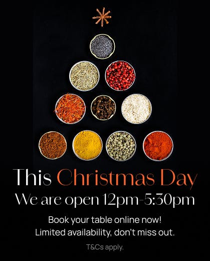 We are open Christmas Day. Book now to avoid disappointment.