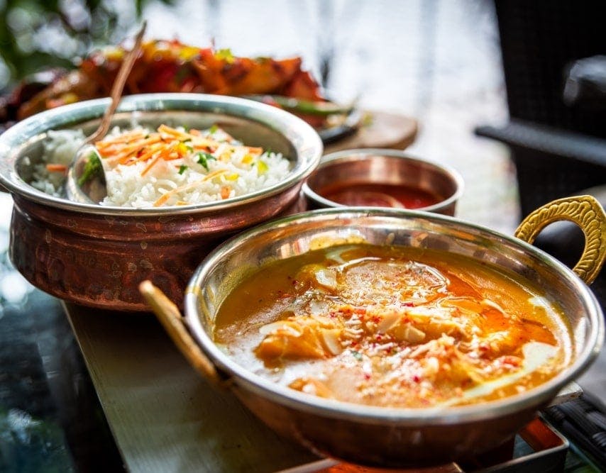 Chicken curry served with pilau rice from the chefs at Grand Sultan (Melksham)