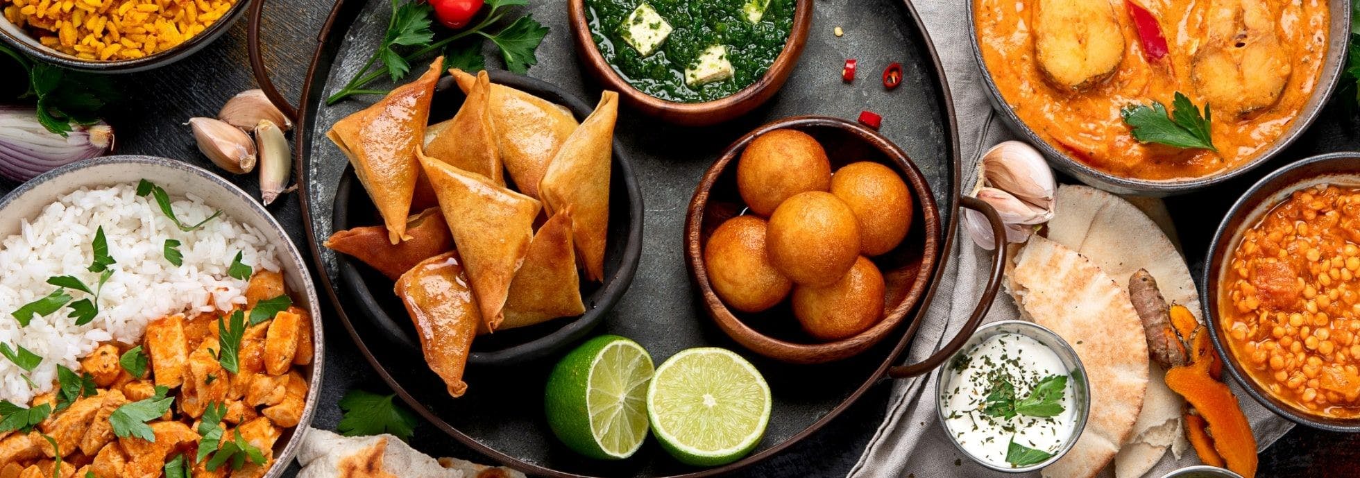 A selection of traditional Indian curries and side dishes served from our Indian Restaurant and Takeaway in Melksham