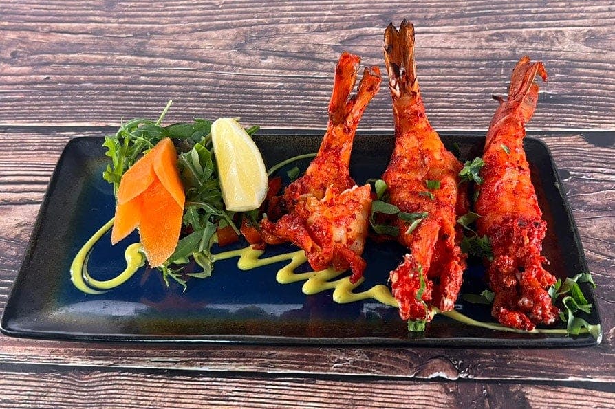 Creamy and flavourful Tandoori King Prawns from De Mountain Masala (Christchurch)