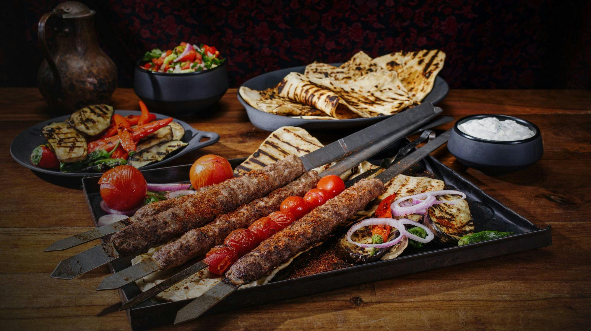 Exquisite Iskender Kebab and feta cheese salad from Sheesh Turkish Meze and Grill (Birmingham)