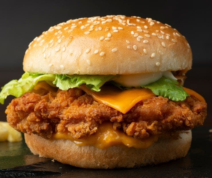 Crispy chicken burger prepared at Perfect Burger (Guildford)