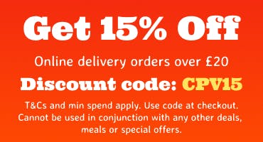 Save when you online order from Chicken and Pizza Valley by ordering direct and using the code CPV15 at the checkout!