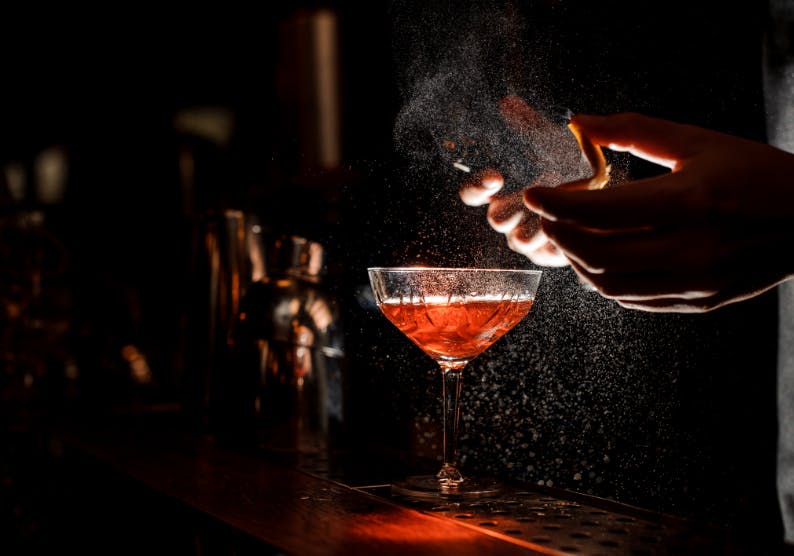 Expertly prepared cocktail at Finches Bar