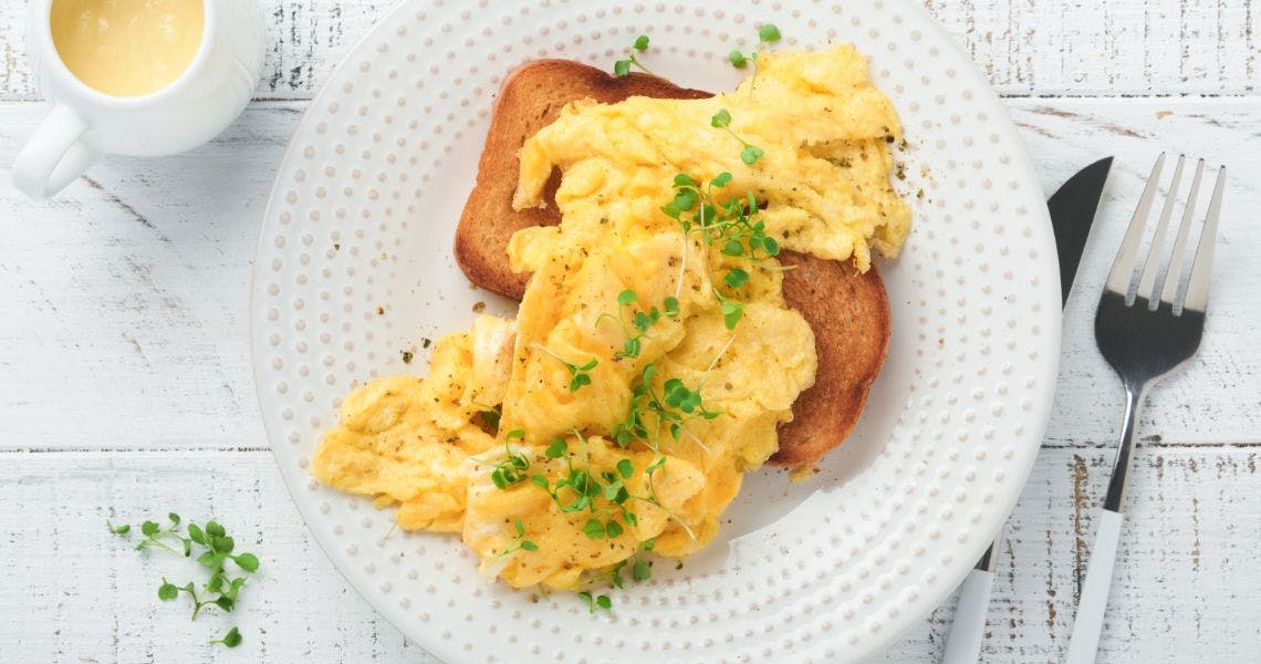 Perfectly cooked scrambled eggs and toast served at Finches in Wokingham