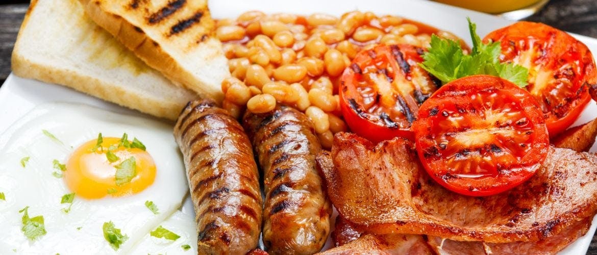 Full English breakfast prepared fresh at Finches