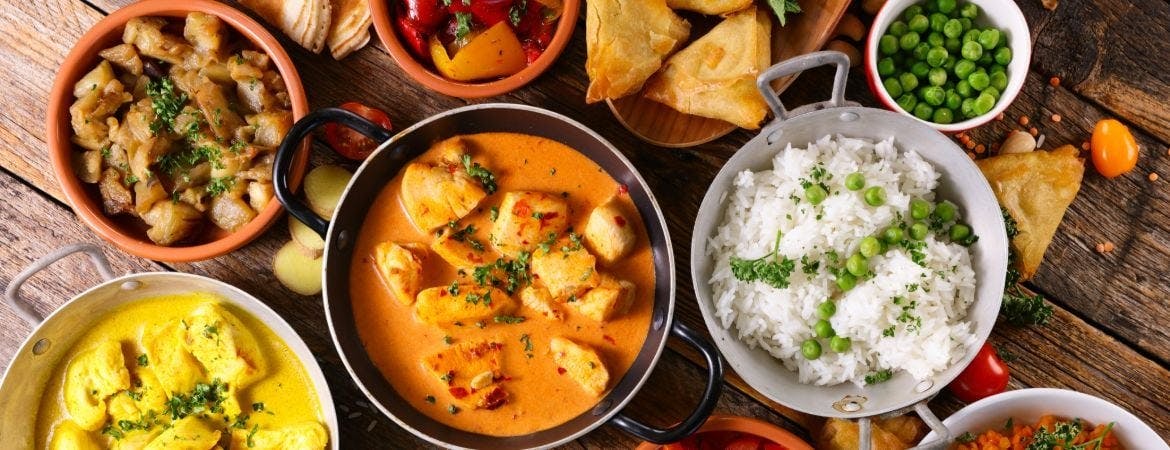 A range of the traditional Indian curry dishes available at Spice Village (Pontardawe)