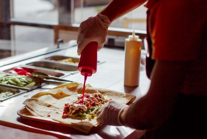 A delicious kebab with your choice of sauce available from Fusion Street Food (Swindon)
