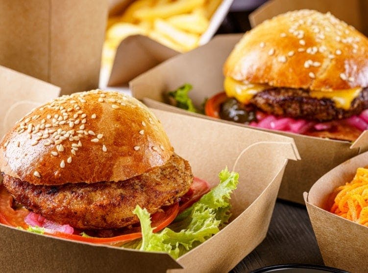 A range of fresh burgers prepared by the expert chefs at Foodie (Dunstable)
