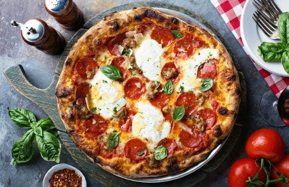 Order a traditional wood oven pizza online from Basil Pizza in Watford