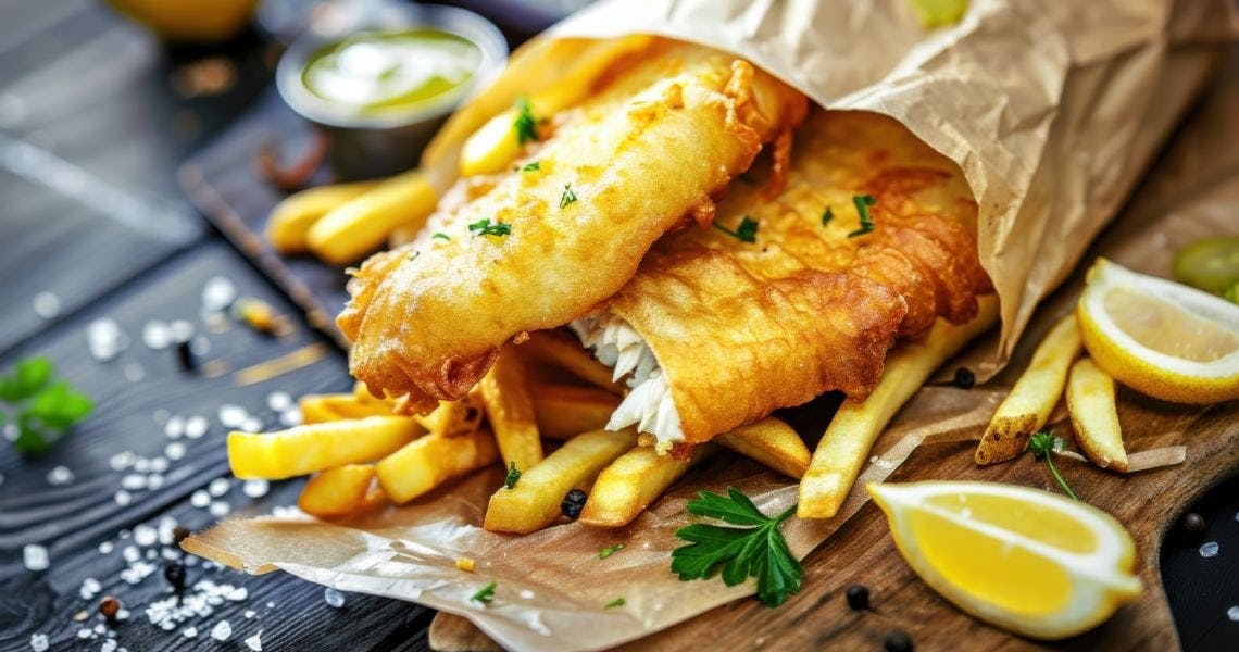Perfectly cooked cod and chips available at Aan Zee in Shepshed