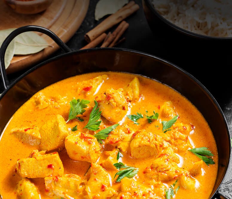 Traditional curries available to order for collection or delivery from Moonlight Indian Restaurant (Corsham)