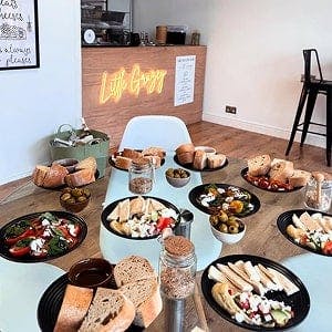 Lunch spread with Sandwiches and Olives