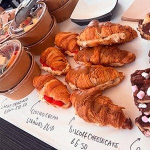 Clotted Cream and Strawberry Croissant, Biscoff Cheesecake Croissant
