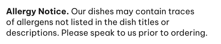 Read allergen information for Rajah Restaurant in Malmesbury