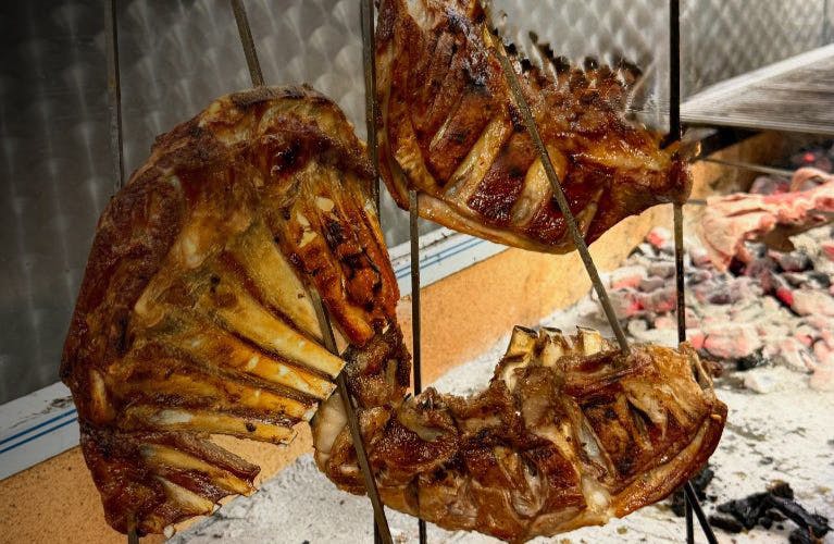 Traditional Afghan meat being cooked at Khyber Shinwari (Slough)