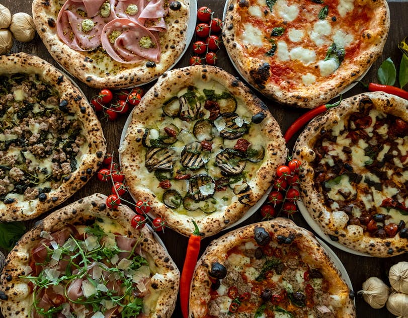 Selection of wood-fired pizzas at Loro di Napoli (South Ealing) Selection of wood-fired pizzas at Loro di Napoli (South Ealing)