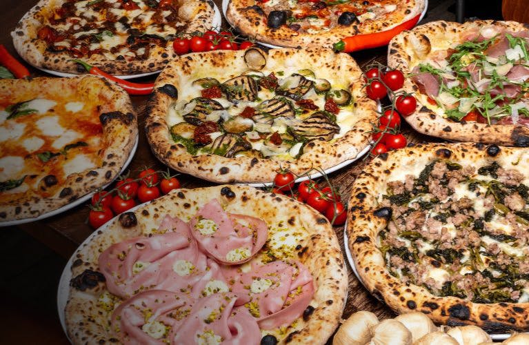 Neapolitan pizzas from our wood fired oven at Loro di Napoli (South Ealing)