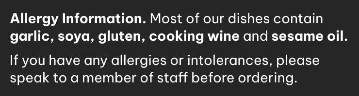 Allergen information for Wing Lee in Sydenham Allergen information for Wing Lee in Sydenham