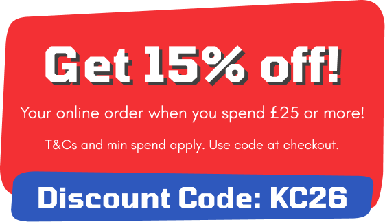 Get 15% off on your order when using the code KC26 at the checkout! T&Cs apply.