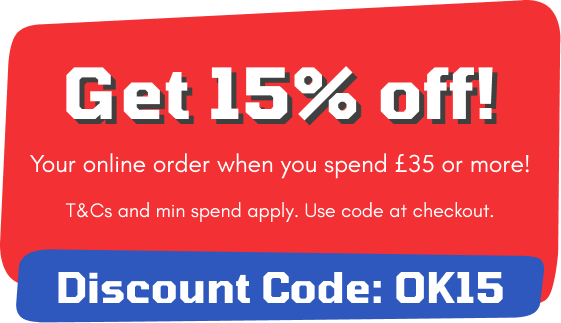 Get 15% off on your order when using the code OK15 at the checkout! T&Cs apply.